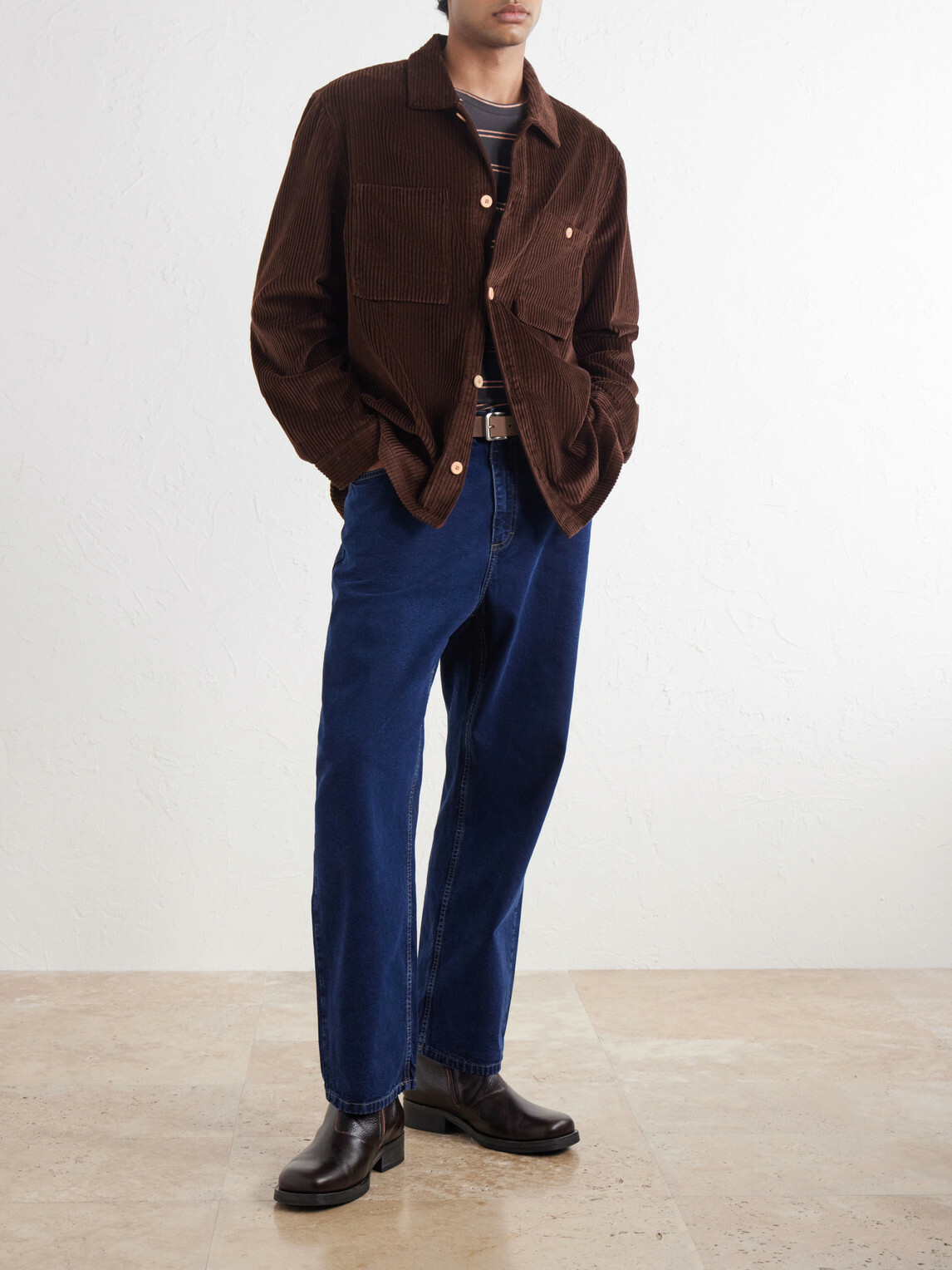 Folk - Patch Cotton-Corduroy Overshirt - Brown