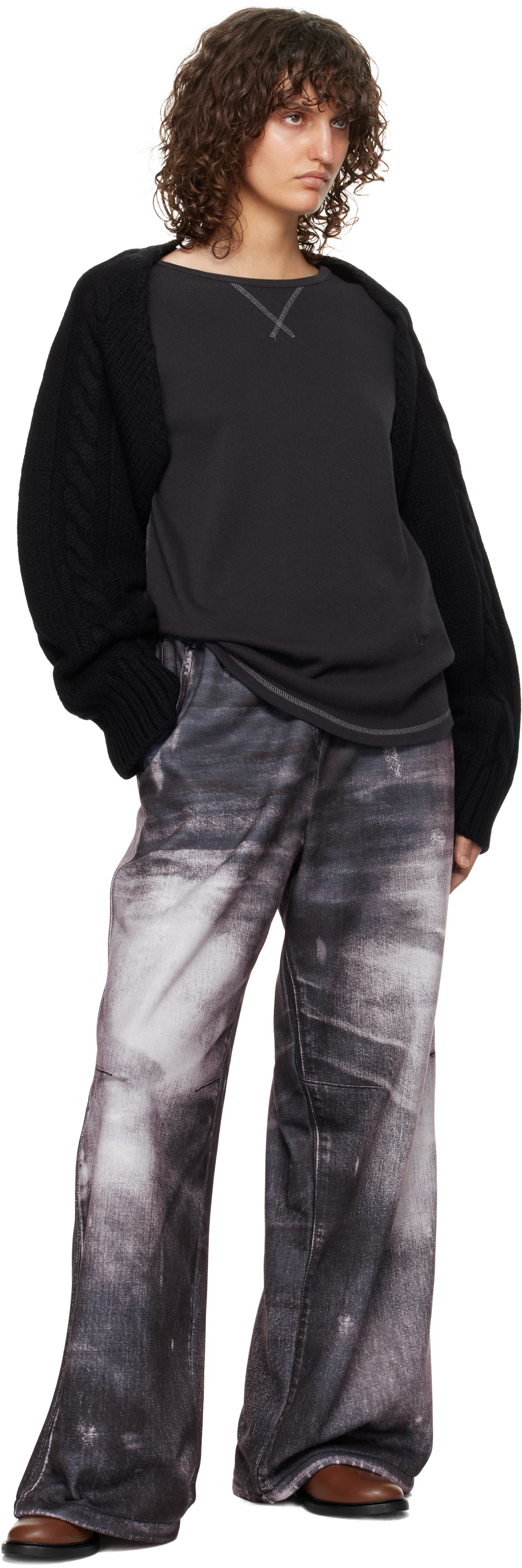 OPEN YY Gray Jean Effect Wide Lounge Pants