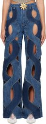 AREA Blue Rope Cutout Jeans