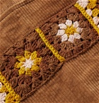 Story Mfg. - Polite Crochet-Trimmed Tie-Dyed Organic Cotton-Corduroy Sweatshirt - Brown