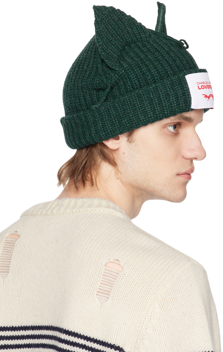 Charles Jeffrey Loverboy Green Chunky Ears Beanie Charles Jeffrey