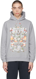 Burberry Grey Cotton Montage Print Hoodie