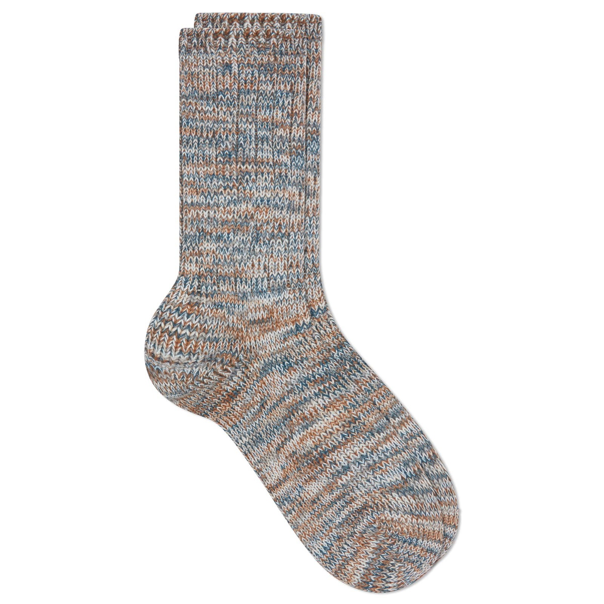 Anonymous Ism 5 Colour Mix Crew Sock in Beige