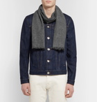 TOM FORD - Fringed Prince of Wales Checked Mohair, Wool, Linen and Silk-Blend Scarf - Men - Gray