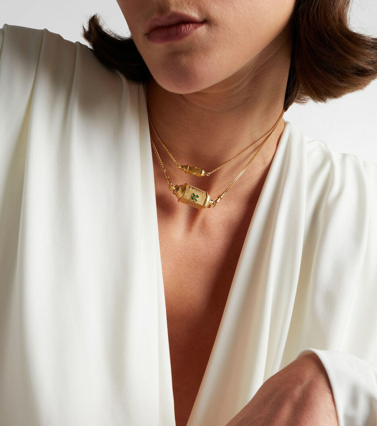 Marie Lichtenberg Coco Micro 18kt gold locket necklace with diamonds
