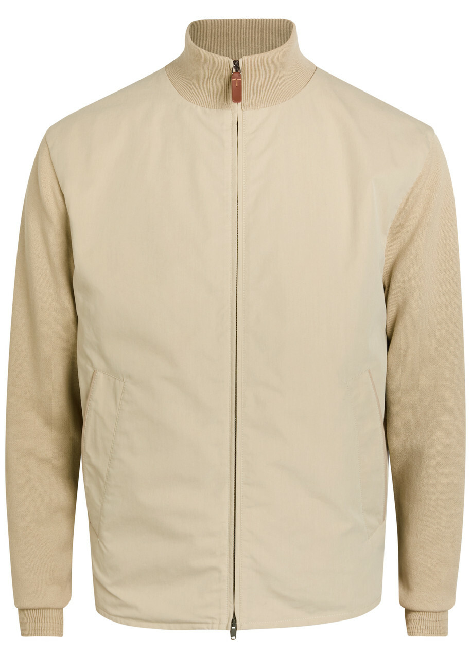 Tods Ribbed-knit and Cotton Jacket Off White