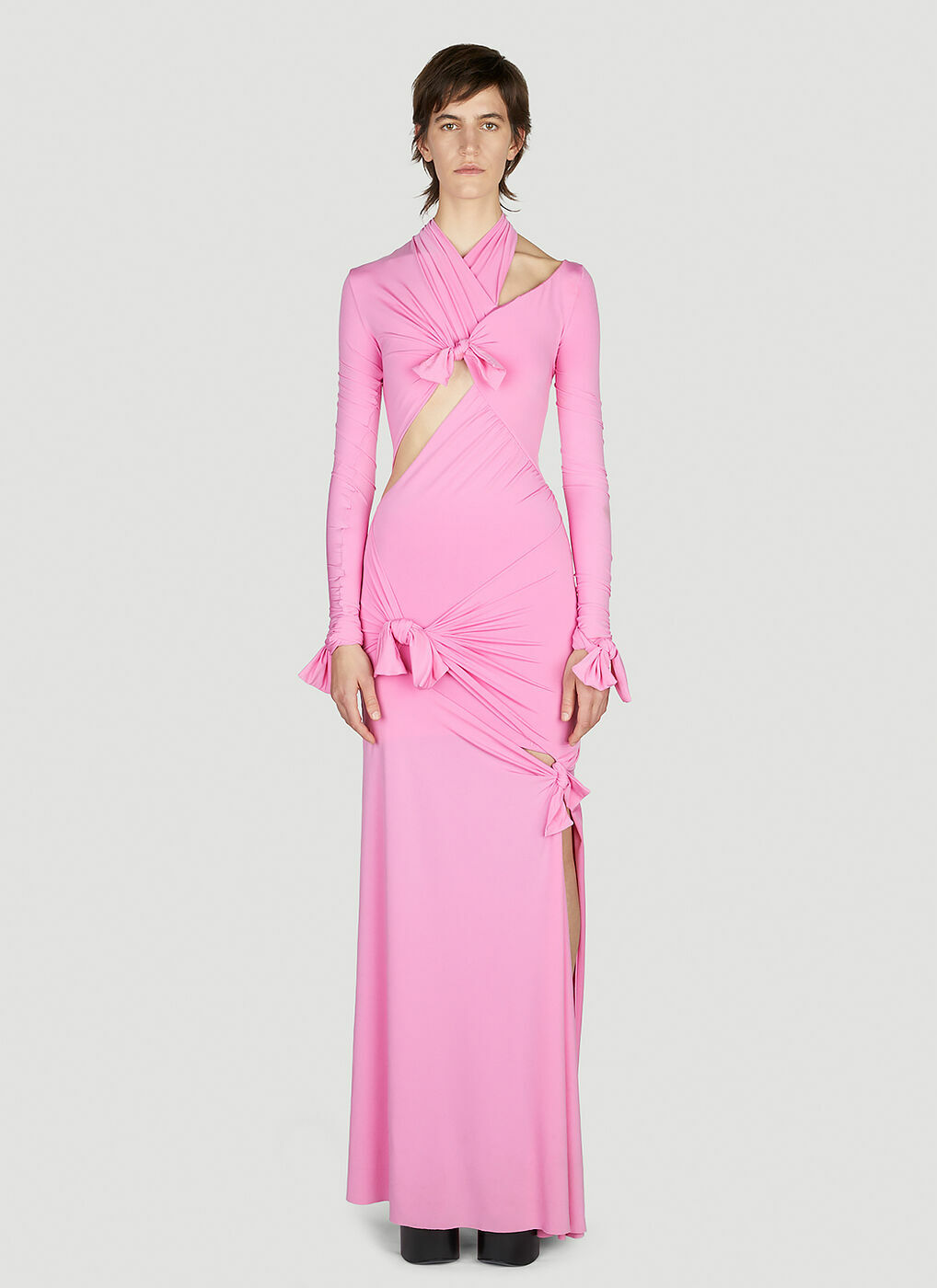 Balenciaga Knot Gown Maxi Dress in Pink