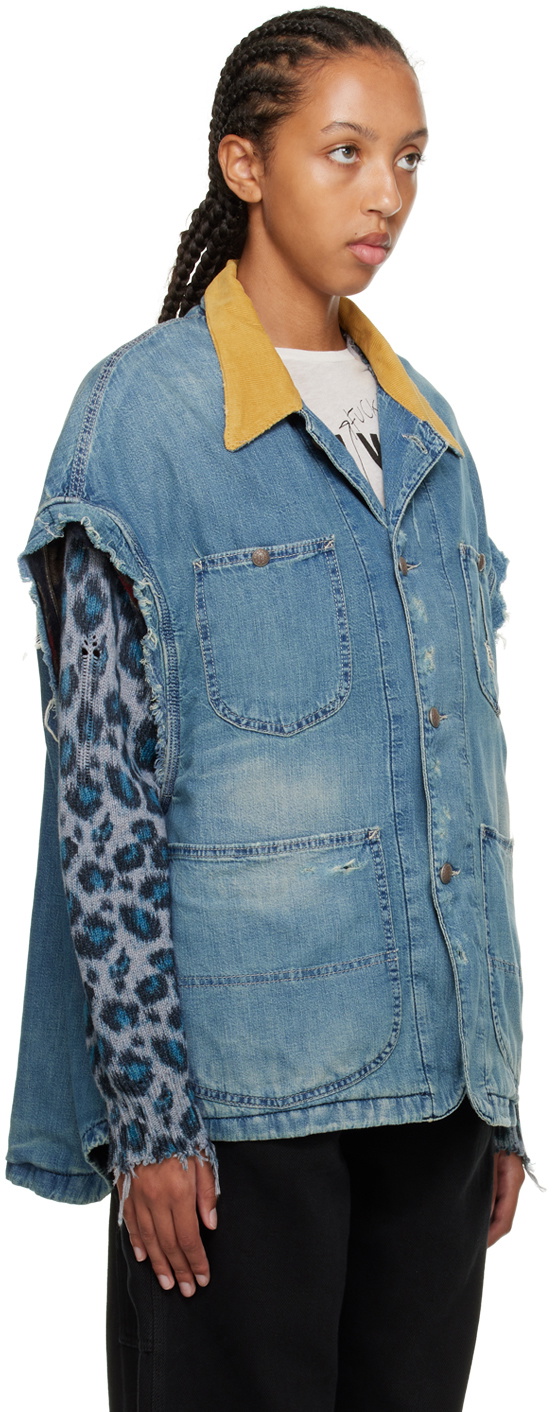 R13 Blue Sleeveless Chore Denim Jacket R13