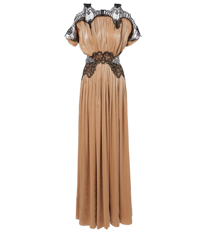 Photo: Costarellos Lace-trimmed Lurex georgette gown
