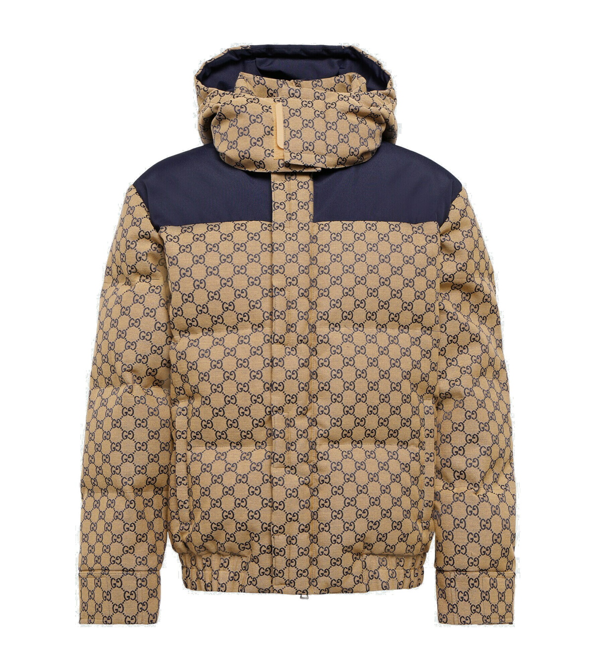 Hooded padded cotton-blend logo-jacquard down jacket