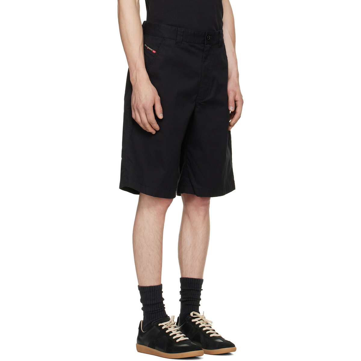 Diesel Black Cotton Stonewash Treatment Shorts