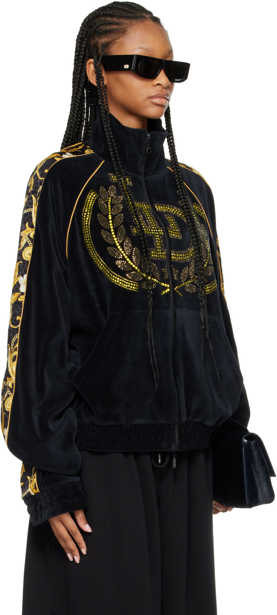 LU'U DAN Black Supa Sleaze Velvet Track Jacket
