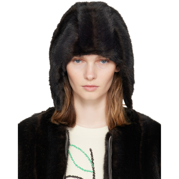Photo: MM6 Maison Margiela Brown Faux Fur Aviator Hat