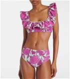 La DoubleJ Ruffled floral bikini top