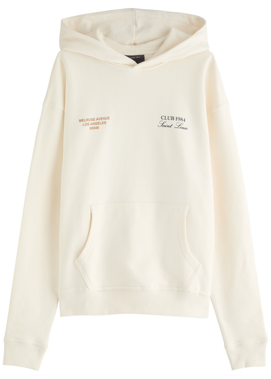 Club 1984 Melrose Hooded Cotton Sweatshirt Off White