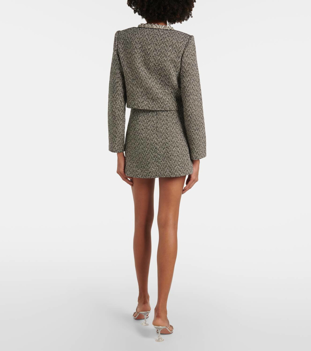 Self-Portrait Herringbone embellished jacket