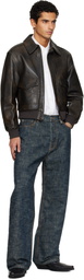 TONYWACK Brown Aviator Goat Leather Jacket
