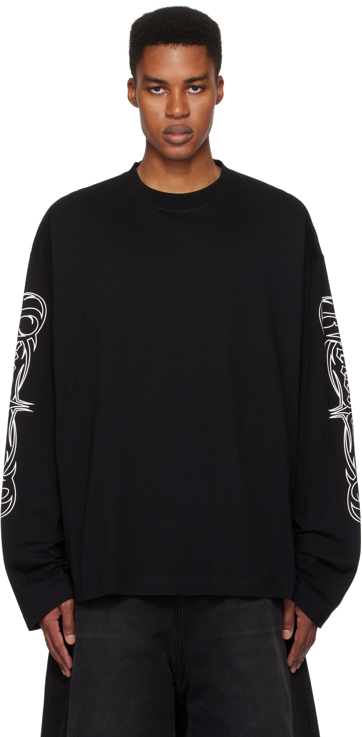 VETEMENTS Black Metal Printed Longsleeve T-shirt Vetements