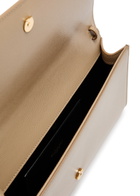 Saint Laurent Kate Logo Pebbled Leather Clutch - Beige - One Size