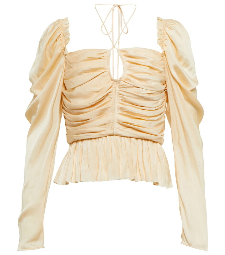 Photo: Ulla Johnson Mirelle ruched satin halterneck top
