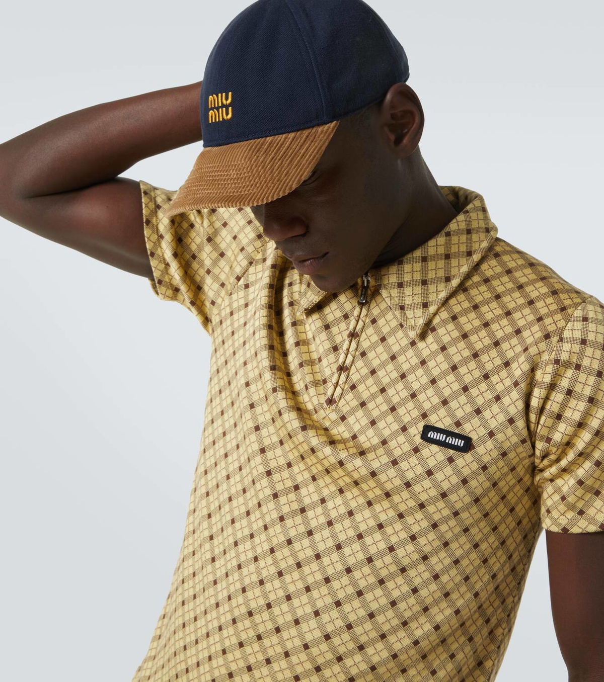 Miu Miu Logo denim and corduroy baseball cap