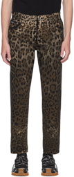 Dolce & Gabbana Black & Brown Leopard Jeans