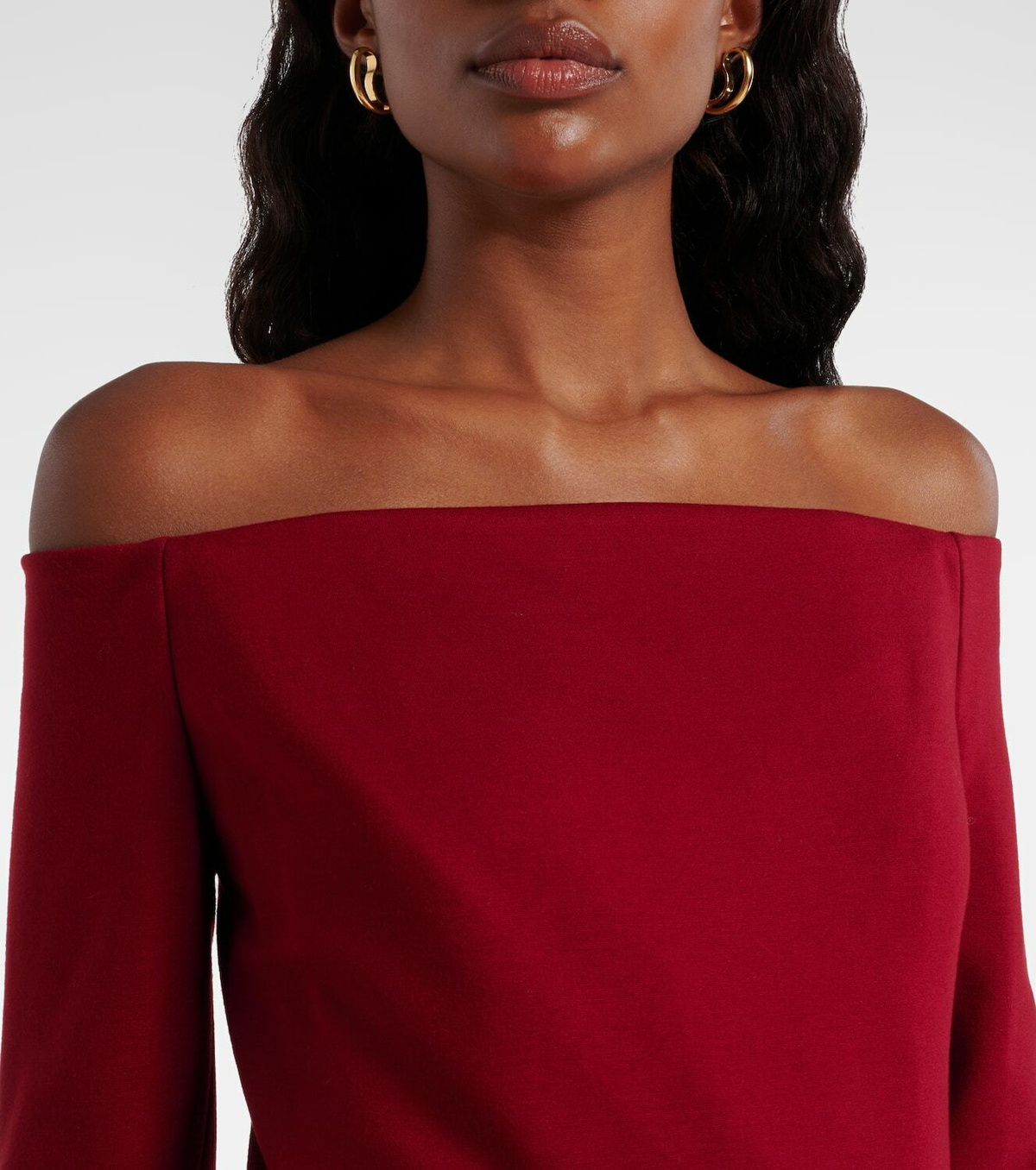 Elie Saab Belted off-shoulder jersey gown