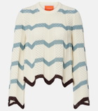 La DoubleJ Chevron crochet cropped cotton sweater
