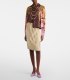 Versace Embellished crêpe de chine midi skirt