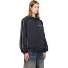 Palm Angels Black Curved Logo Vintage Windbreaker Track Jacket