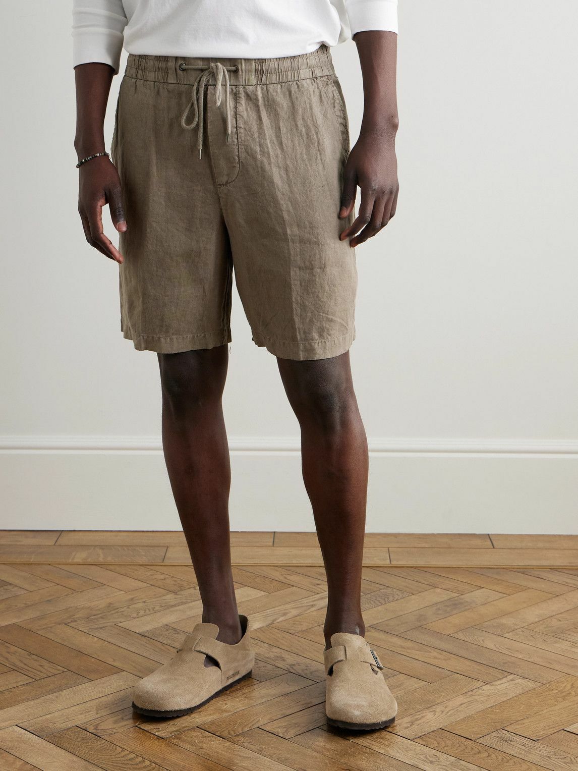 James Perse - Straight-Leg Garment-Dyed Linen Drawstring Shorts - Brown