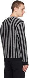 Maison Kitsuné Black & Gray Striped Sweater