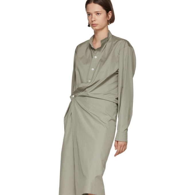 Lemaire Beige High Collar Twisted Dress Lemaire