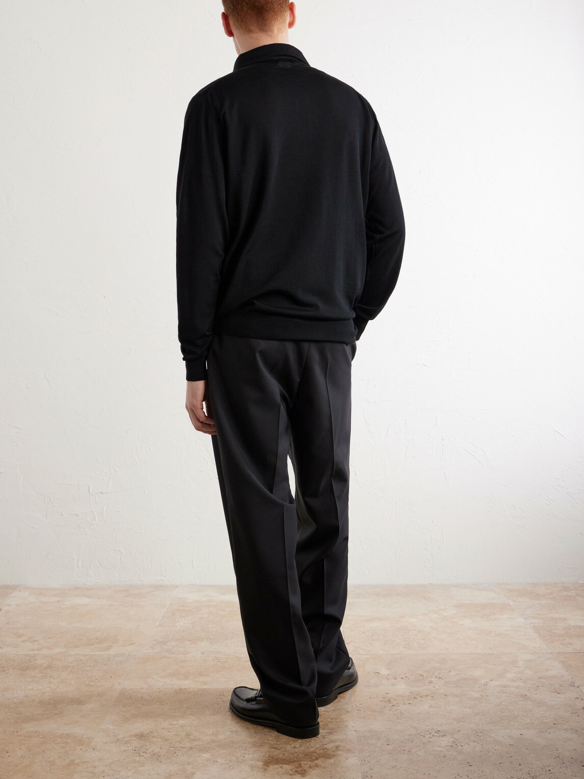 Lardini - Virgin Wool Polo Sweater - Black