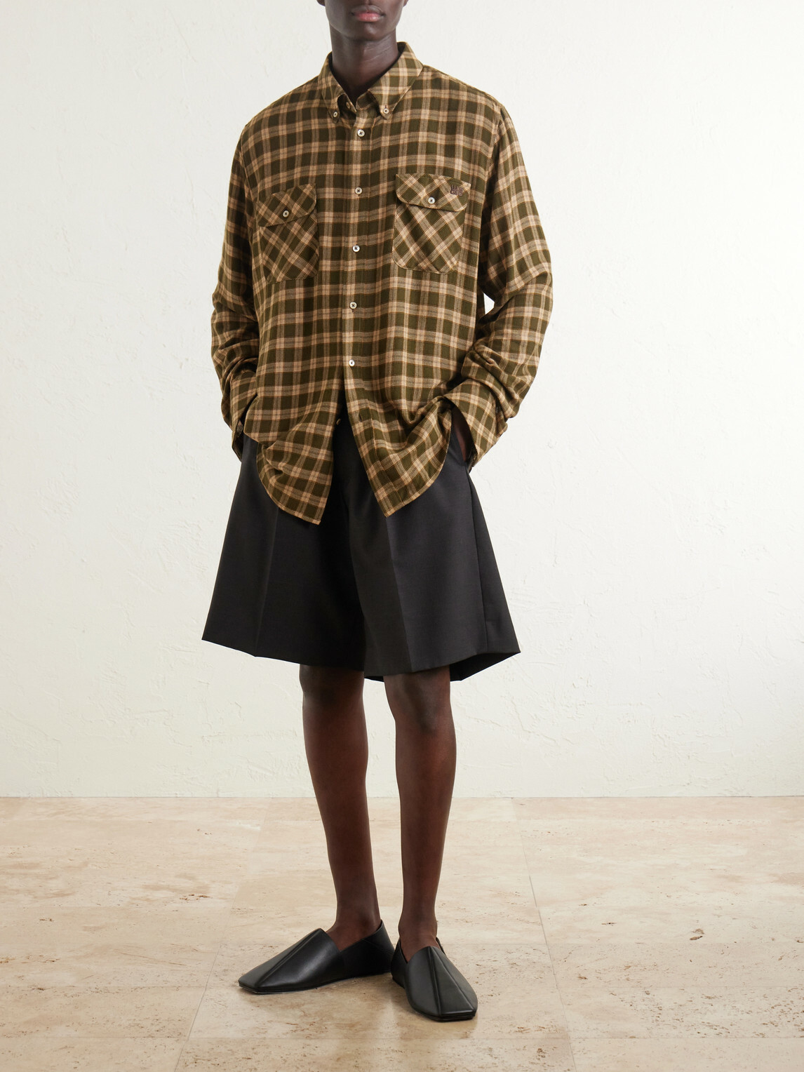 Wales Bonner - Canopy Button-Down Logo-Embroidered Checked Cotton Shirt - Yellow