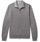 Mr P. - Melangé Merino Wool-Blend Zip-Up Sweater - Gray