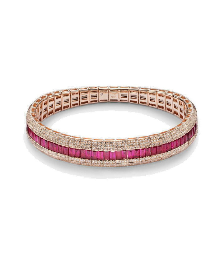 Photo: Shay Jewelry Diamond Pave Scales Stretch 18kt rose gold bracelet with ruby and diamond