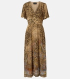 Etro Paisley leopard-print midi dress