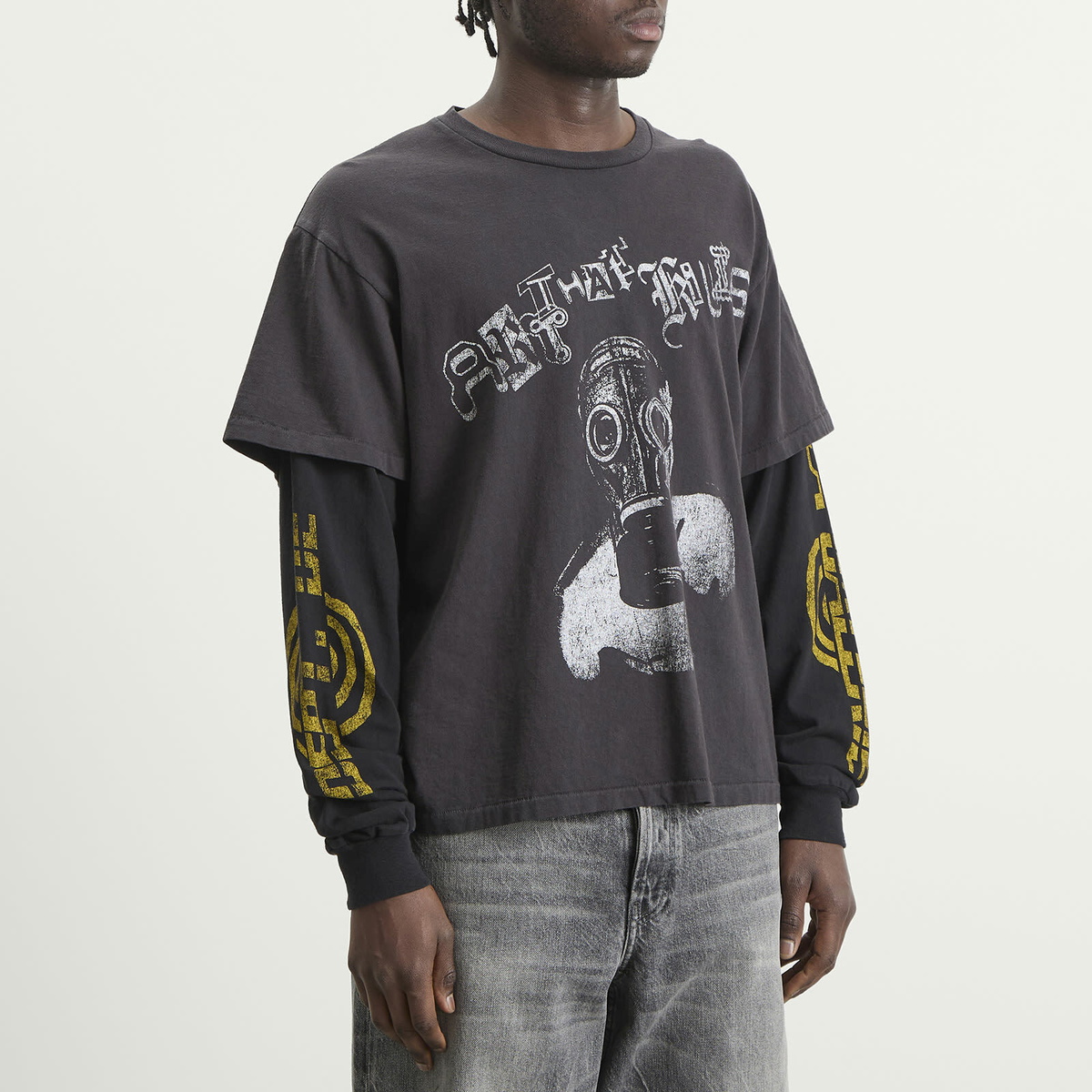 Gallery Dept Men's . Noise Layered T-Shirt in Black/Black