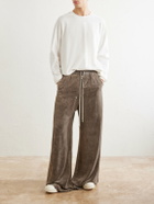 Rick Owens - Bela Wide-Leg Drawstring Velour Trousers - Neutrals