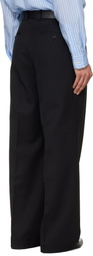 TONYWACK Black Wool Double-Pleated Wide Trousers