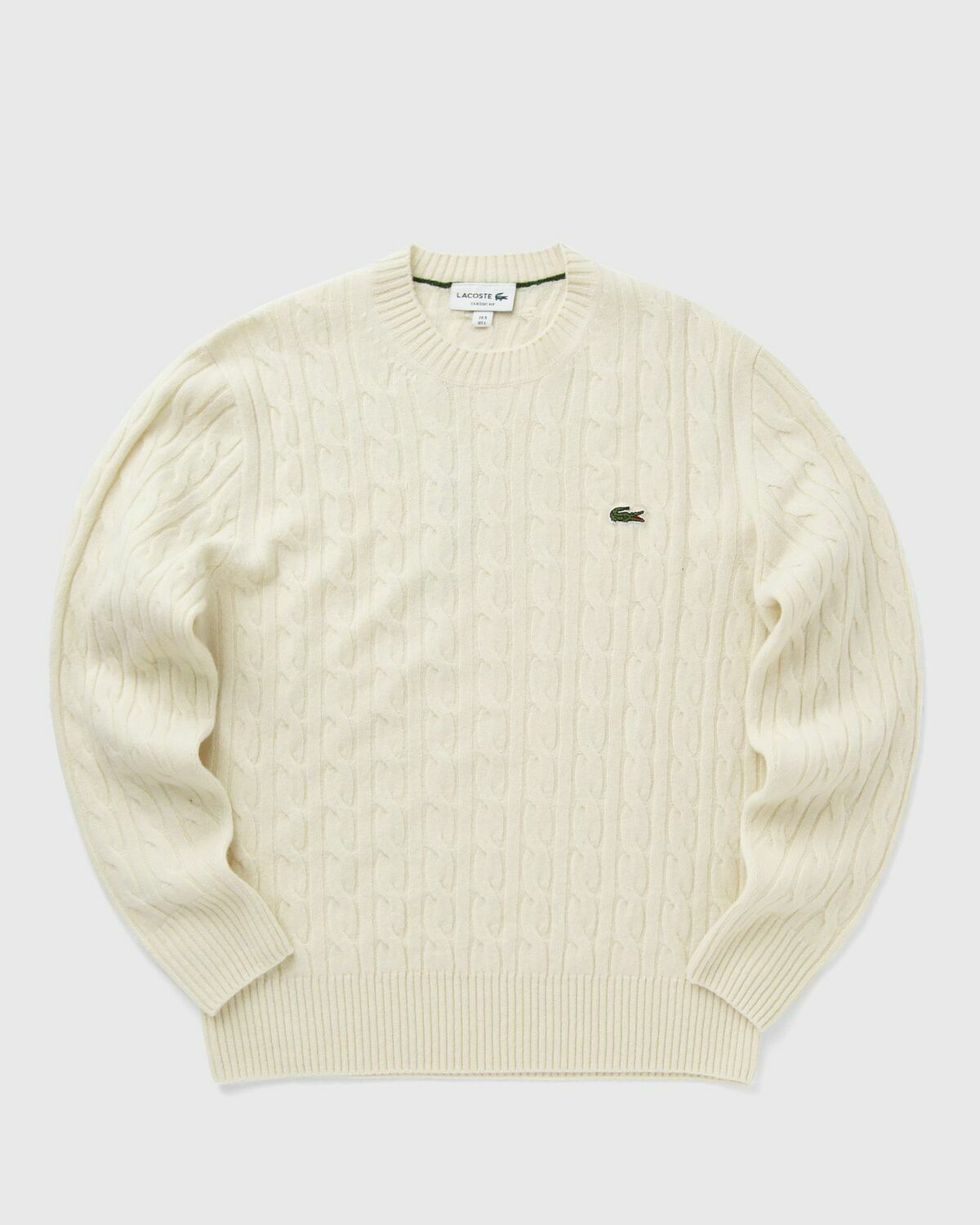 Lacoste Carded Wool Crew Neck Sweater Beige Pullovers Lacoste