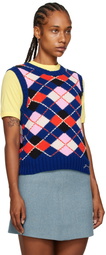 GANNI Blue Argyle Vest