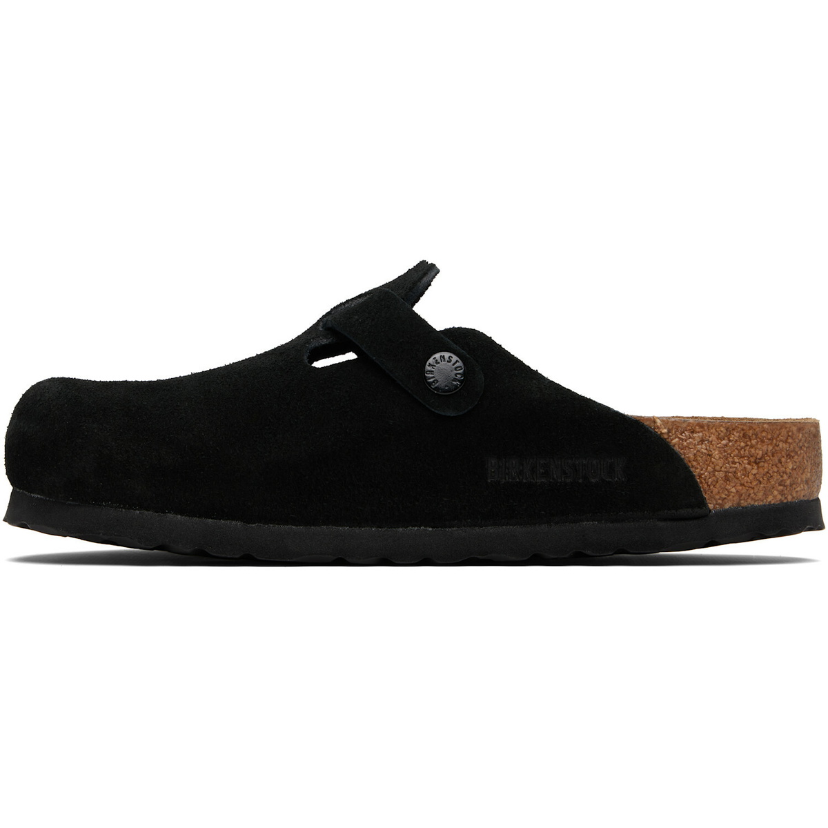 Birkenstock Black Regular Boston Soft Footbed Suede Leather Loafers