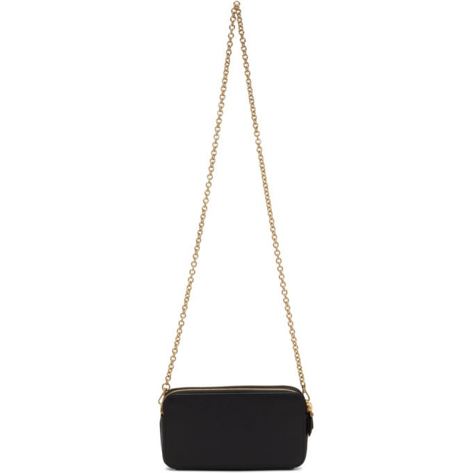 Prada Logo-plaque Chain-linked Mini Crossbody Bag in Black