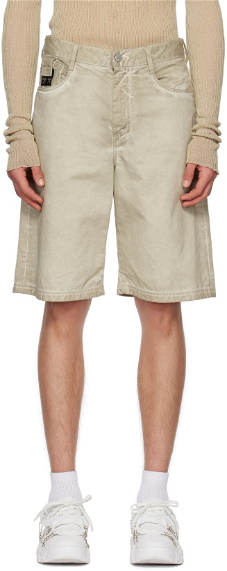 Photo: 44 Label Group Beige Patch Shorts