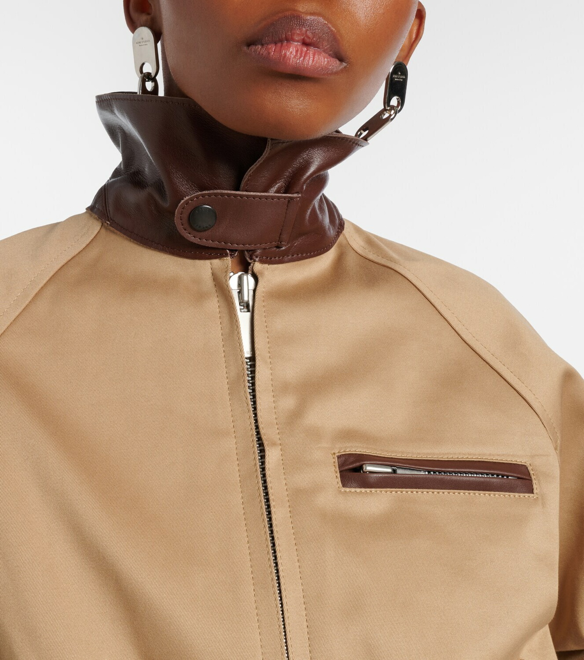 Sacai Leather-trimmed cotton blouson jacket