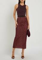 Stella Mccartney Polka dot Mesh Midi Skirt Burgundy