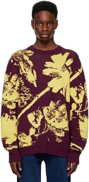 Saturdays NYC Burgundy & Yellow Greg Solar Sweater
