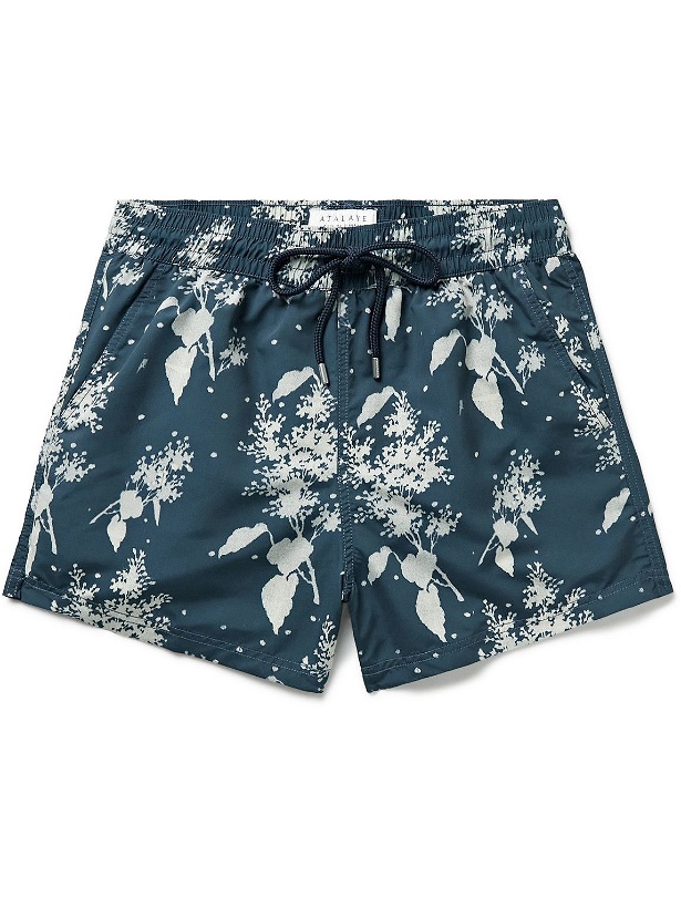 Photo: Atalaye - Ganika Mid-Length Floral-Print Recycled Swim Shorts - Blue